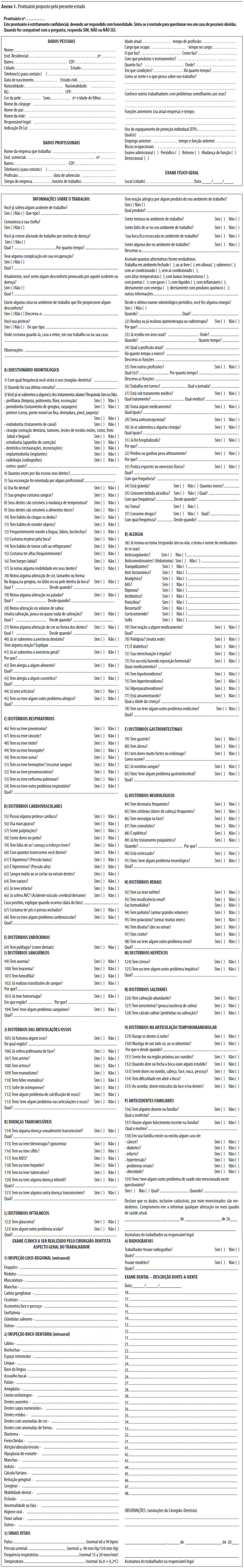 Art y Odonto, Ficha Clínica, Odontograma, Anamnese - Odontologia