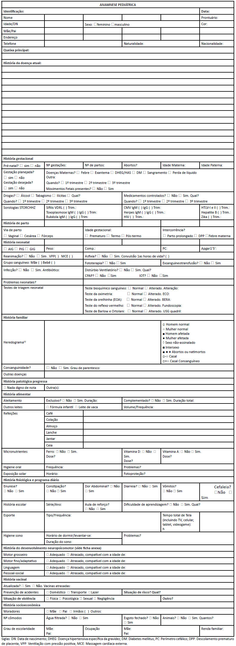 Ficha de Anamnese Nutricional Infantil, PDF, Almoço